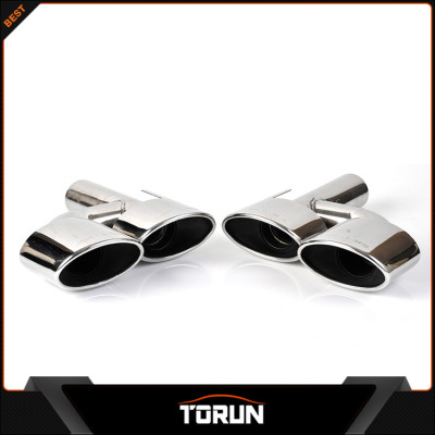 AMG Style Exhaust Muffler Tip Dual Oval W204 Forward Slash Cut Rolled Edge