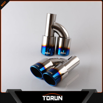 2017 universal burnt blue stainless steel dual pipe exhaust
