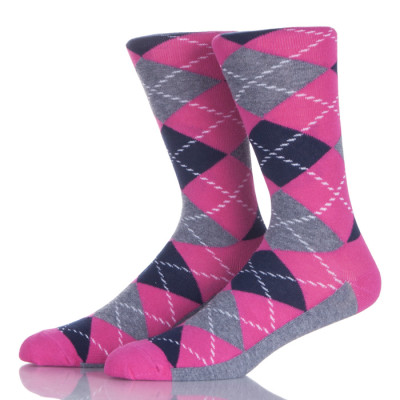 Grey And Pink Argyle Socks