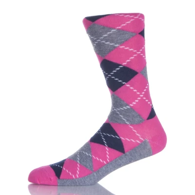 Grey And Pink Argyle Socks