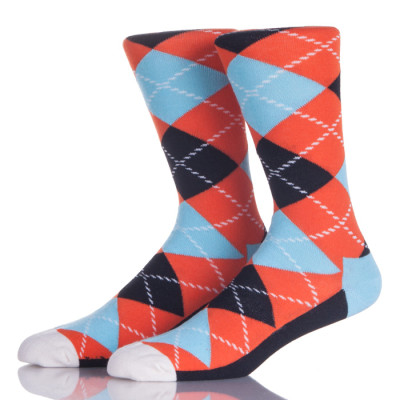 Orange And Blue Argyle Socks