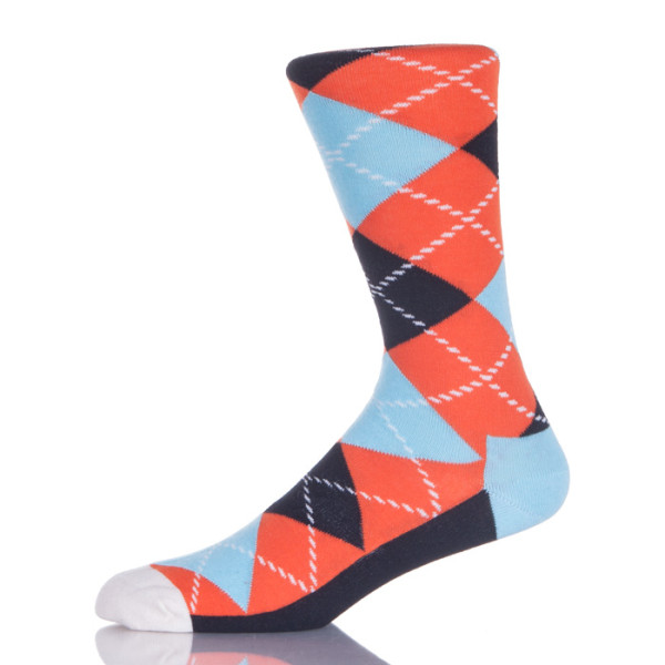 Orange And Blue Argyle Socks