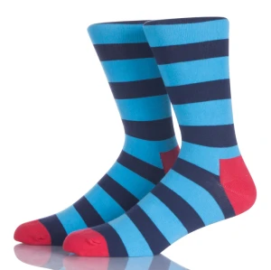 Blue Striped Men Crew Socks