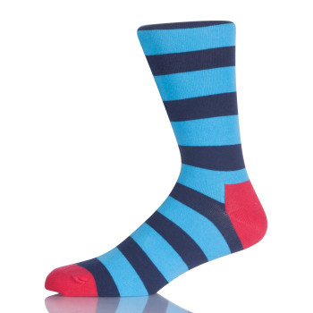 Blue Striped Men Crew Socks