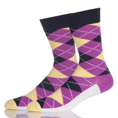 Purple And White Argyle Socks
