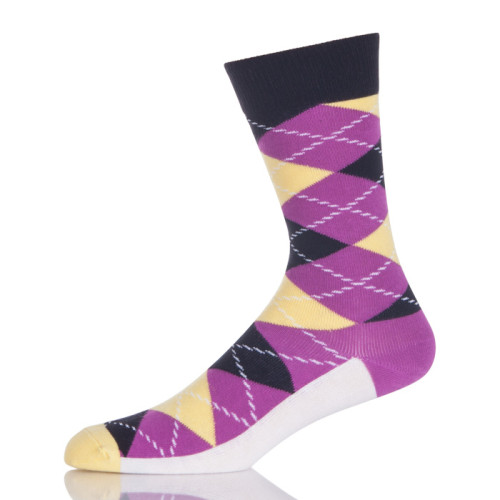 Purple And White Argyle Socks