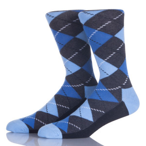 Blue Argyle Pattern Men Socks