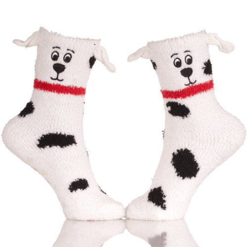 Fuzzy Sock With Dog Ears Stripe Fuzzy Socks