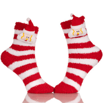 Red Knitted Plush Christmas Stocking Socks