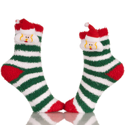 Red Knitted Plush Christmas Stocking Socks