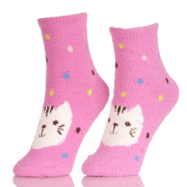 Pink Cat Paw Girls Floor Slipper Socks