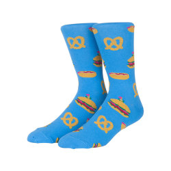 Pop Street Style Blue Burger Socks HotDog Pattern Cotton School Socks Man