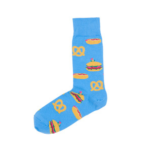 Pop Street Style Blue Burger Socks HotDog Pattern Cotton School Socks Man