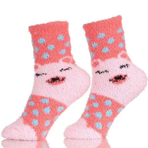 Girls Anti-Slip Fluffy Fuzzy Slipper Socks Striped Warm Winter Crew Socks