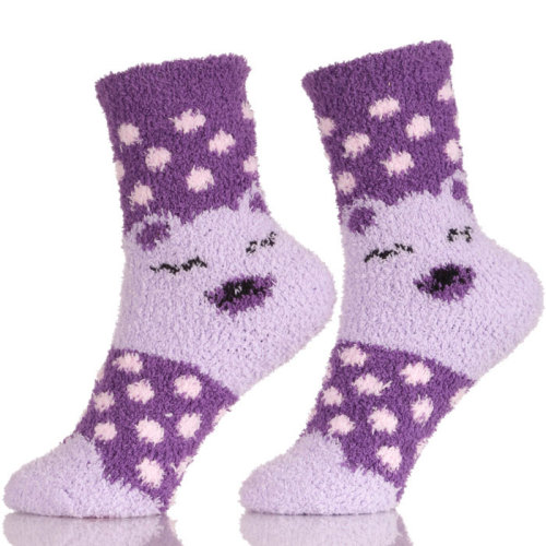 Girls Anti-Slip Fluffy Fuzzy Slipper Socks Striped Warm Winter Crew Socks