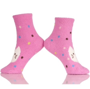 Toe Women's Cozy Microfiber Anti-Skid Soft Fuzzy Crew Socks