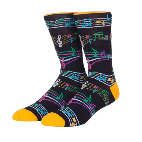 Fashion Color Custom Note Pattern Sports Socks,Compression Music Socks Men
