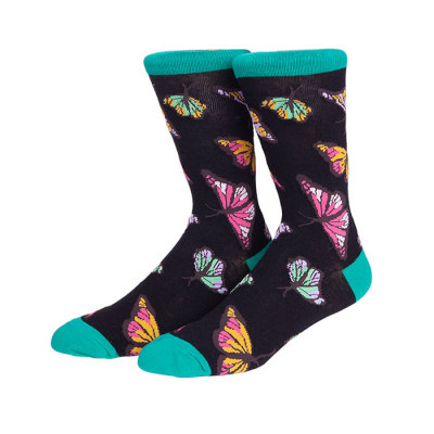 Color Butterflies Socks Anti-Microbial Sock Colorful Crazy Socks Men