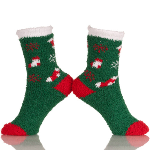 Soft Fuzzy Christmas Socks Warm Microfiber Slippers With Non Skid Sole