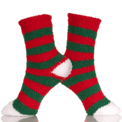 Soft Fuzzy Christmas Socks Warm Microfiber Slippers With Non Skid Sole