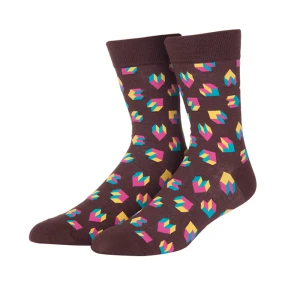 Wholesale Fancy Multi Heart Pattern Design Crew Socks From China Factory