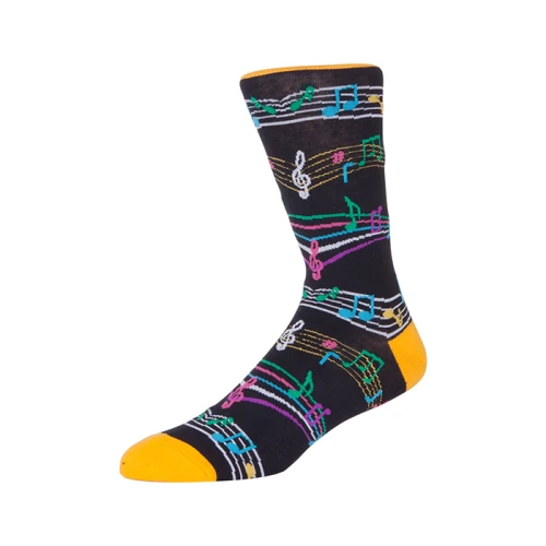 Fashion Color Custom Note Pattern Sports Socks,Compression Music Socks Men