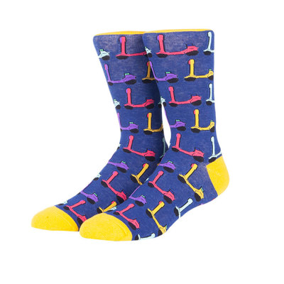 Wholesale Custom Bicycle And Scooter Pattern Fashion Cartoon Men Tube Funny Socks