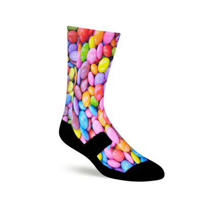 Custom 3D latest Technology Printing Colorful Candy Pattern Sublimation Socks