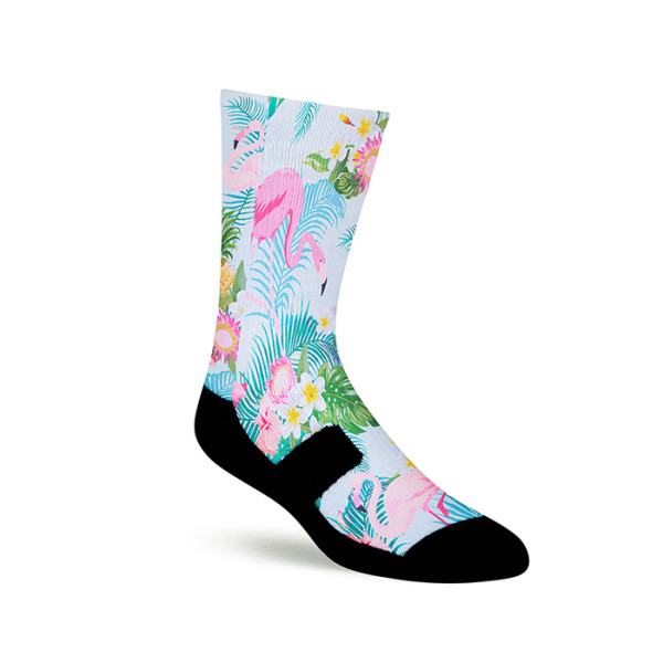 Wholesale Custom Print Bird Pattern Polyester Sublimation Blank Flamingo Socks