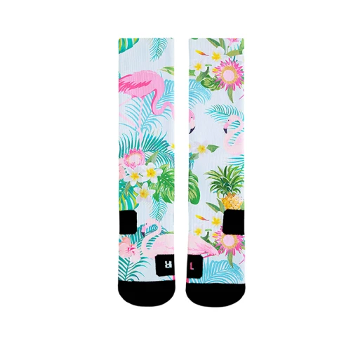 Wholesale Custom Print Bird Pattern Polyester Sublimation Blank Flamingo Socks