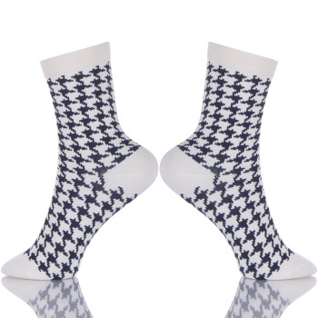 Black And White Dress Cotton Houndstooth Socks Mens