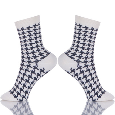 Black And White Dress Cotton Houndstooth Socks Mens
