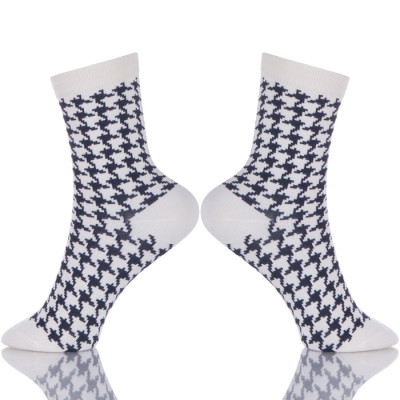 Black And White Dress Cotton Houndstooth Socks Mens