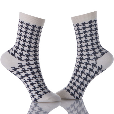 Black And White Dress Cotton Houndstooth Socks Mens