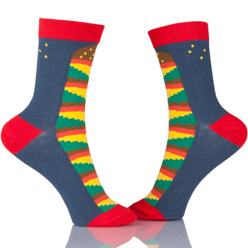 Creative Colorful Striped Cartoon Combed Cotton Socks Crew Casual Crazy Funny Socks