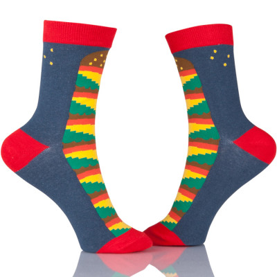 Creative Colorful Striped Cartoon Combed Cotton Socks Crew Casual Crazy Funny Socks