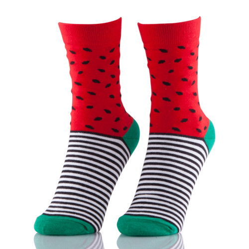 Hot Novelty Fruit Pattern Watermelon Personality Jacquard Cotton Women Socks Casual Cute Socks