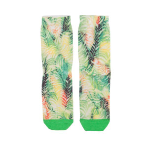 Green Tropical Leaves Pattern Fashion Custom Compression Socks Wholesale Socks
