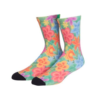 Premium Women Custom Cute Print Colored Flowers Logo Sock,Sublimation Socks
