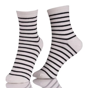 Wholesale Custom Crew Black And White Stripe Dress Socks