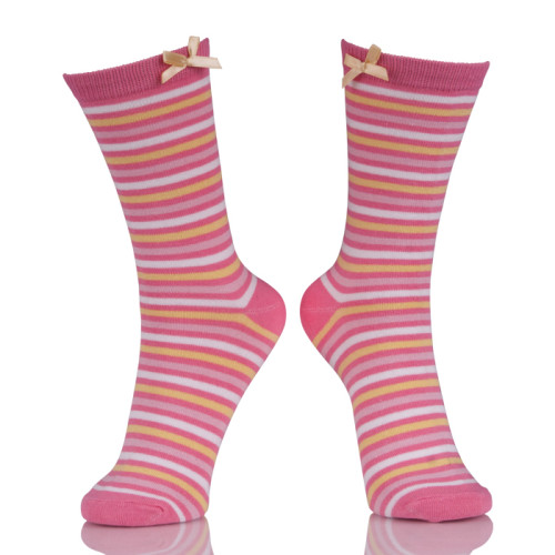 Wholesale Girl Hot Pink Dress Bow Socks