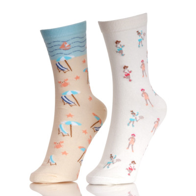 Custom Short Boot Beach Pattern Socks Womens