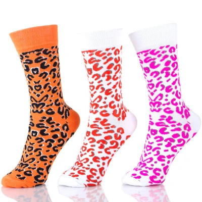 Womens Sox Colored Crew Comfy Leopard Socks