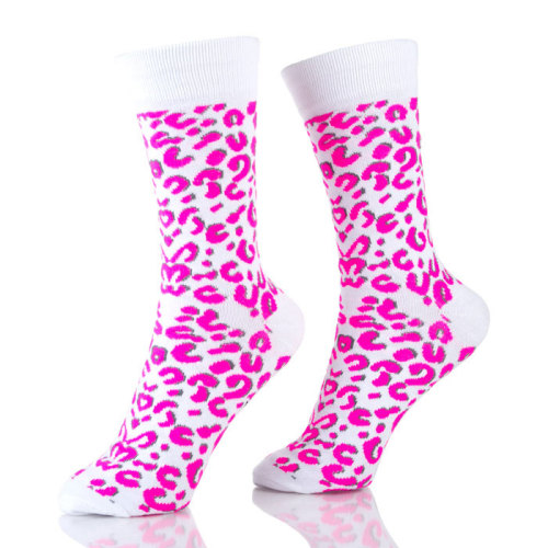 Womens Sox Colored Crew Comfy Leopard Socks