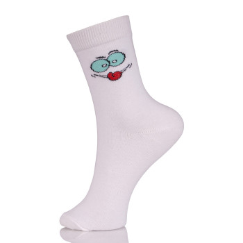 Womens Holiday White Socks Smile Hosiery