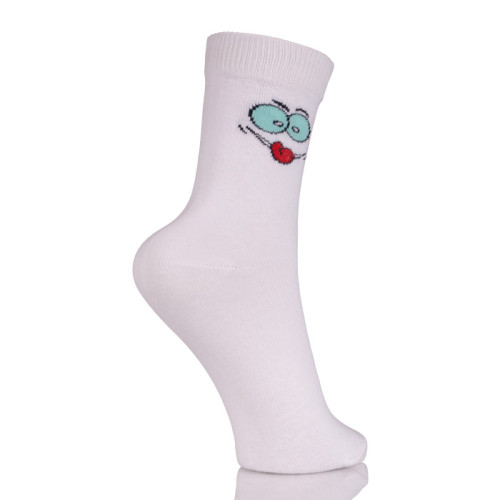 Womens Holiday White Socks Smile Hosiery