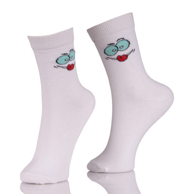 Womens Holiday White Socks Smile Hosiery