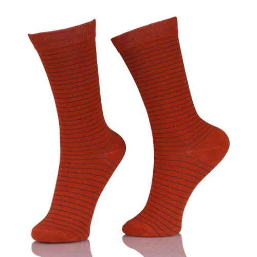 Wholesale Red Tube Women Socks Striped