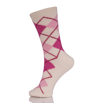 Bulk Wholesale Square Pattern Knit Socks Pink