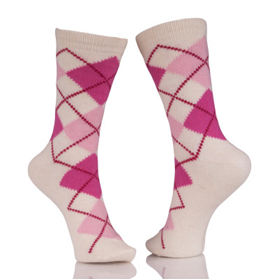 Bulk Wholesale Square Pattern Knit Socks Pink
